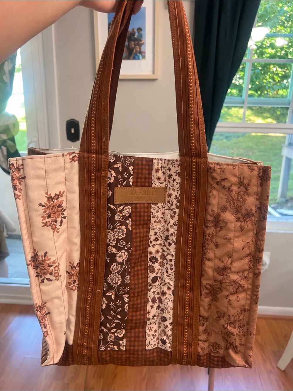 Laura Ashley Brown Floral Patchwork Tote